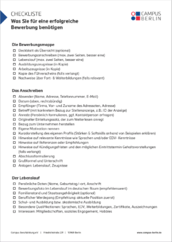 Vorschau Checkliste Bewerbungsunterlagen