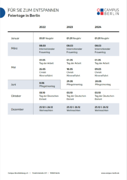 Vorschau Berliner Feiertage